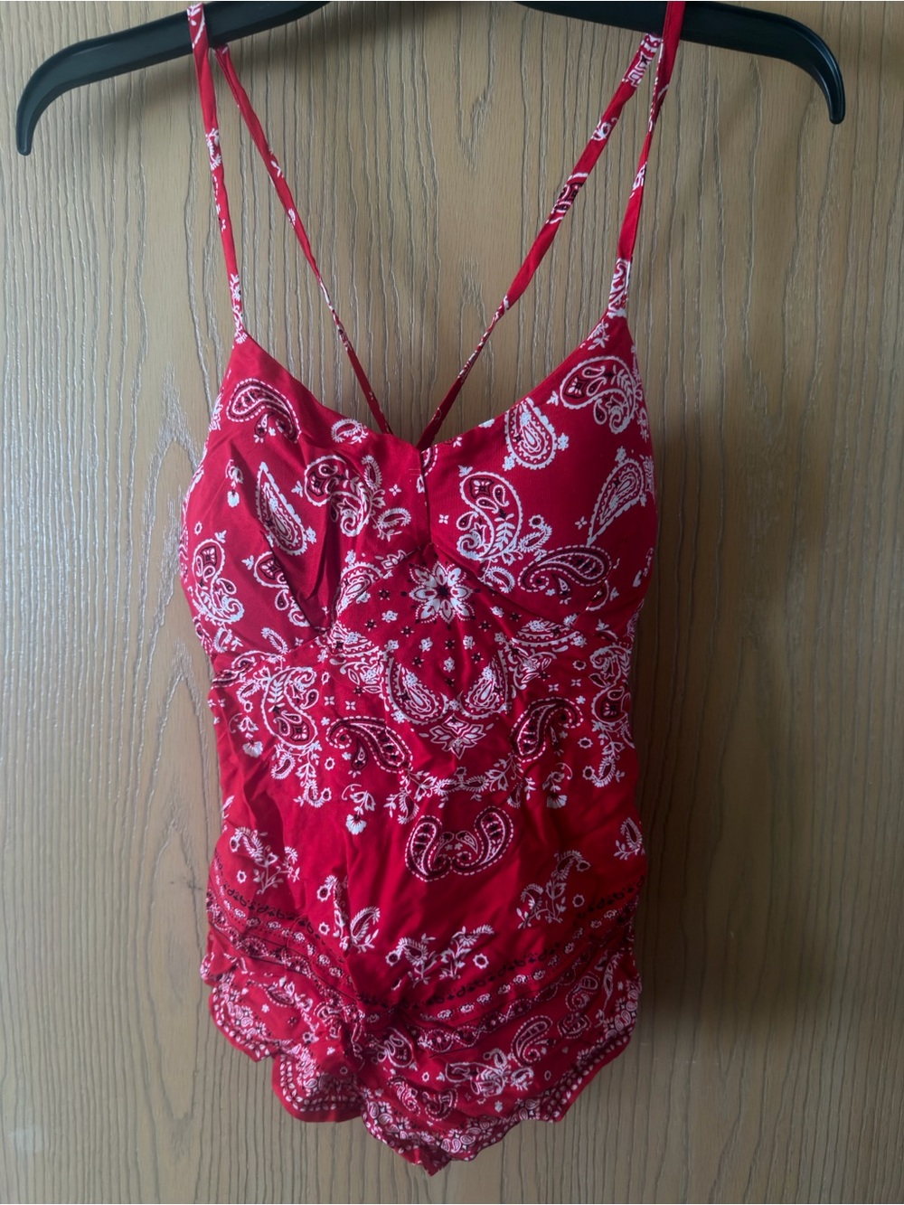 Red Paisley Cami Romper - Women's Top